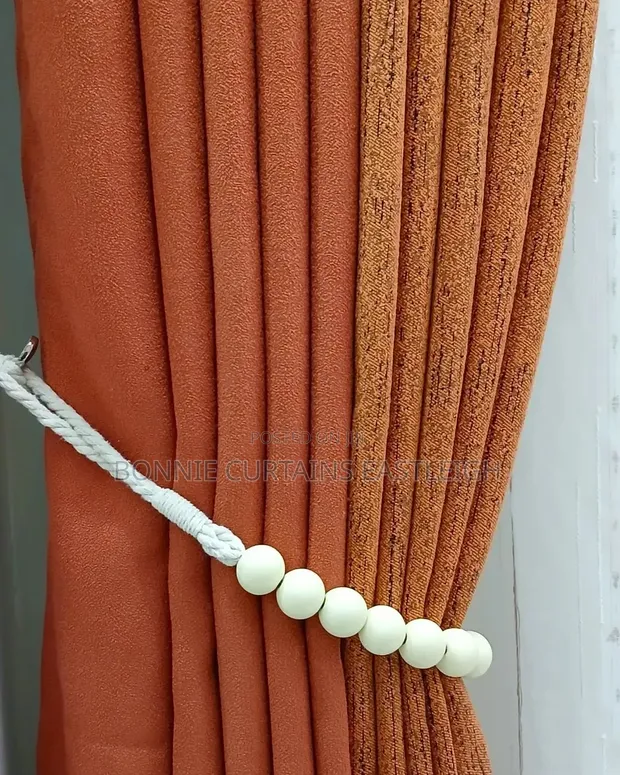 Dark Orange Curtains and Blinds with Hooks - 1