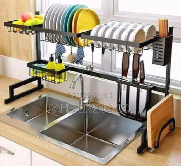 Over Sink Dish Drainer Rack | Stainless Steel | Black - 1