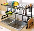 Over Sink Dish Drainer Rack | Stainless Steel | Black - 1