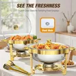 Chafing Dish ya Chuma cha Pua ya Mviringo na Vitu vya Dhahabu - 4