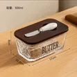 Glass Butter Dish with Bamboo Lid & Knife (500ml) - 2