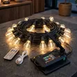 Solar-Powered LED String Lights - 20 Bulbs, Warm Vintage - 2