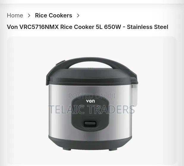 Von Rice Cooker ya Lita 5 ya Umeme - 1