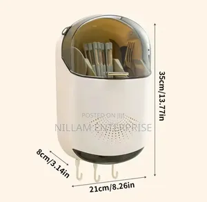 Wall Mounted Punch-Free Cutlery Holder with Lid