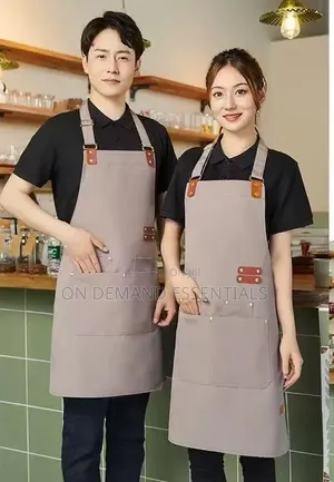 Apron ya Mpishi yenye Mifuko na Mikanda ya Ngozi