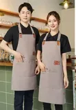 Chef Apron with Pockets and Leather Straps - 1