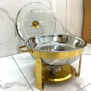5L Stainless Steel Buffet Warmer with Glass Lid & Gold Stand