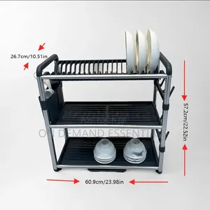 3 Tier Dish Rack Kubwa kwa Counter ya Jikoni