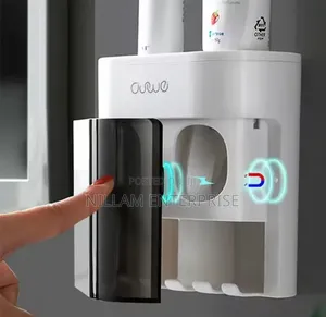 Wall-Mounted Automatic Toothpaste Dispenser with Magnetic Toothbrush Holder