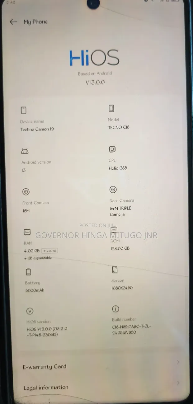 Tecno Camon 19 128GB Bluu - 1