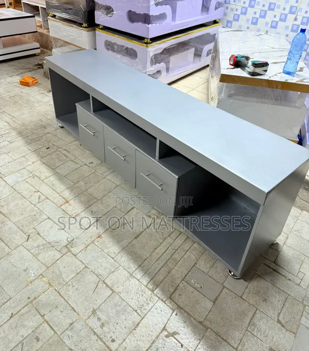5ft TV Stand with Drawers & LED Lights - Grey/White/Black - 1