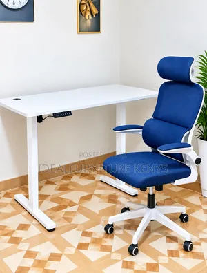 Seti ya Dawati la Ofisi la Umeme na Kiti cha Ergonomic