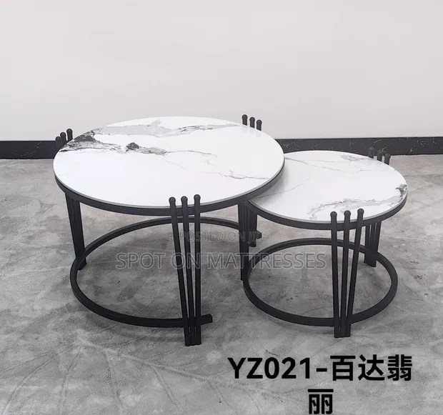 2-in-1 Executive Large Marble Top Nesting Tables - 1