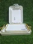 3-in-1 Acrylic Serving Tray Set with Gold Handles - 1