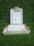 3-in-1 Acrylic Serving Tray Set with Gold Handles - 2