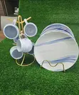 Seti ya Sahani za Chakula cha Jioni na Vikombe 12 vya Marumaru na Vimesimama - 2