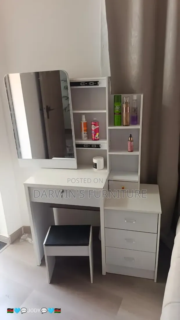 White Dressing Table with Mirror - 3 Drawers - 1