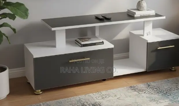 Istanbul 2 TV Stand Modern | 4 Feet | Mwanga wa LED | Nyeupe Grey - 1
