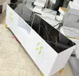 Executive Box TV Stand | Nyeusi Marble Top | Gold Legs | Nyeupe - 1