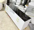 Executive Box TV Stand | Nyeusi Marble Top | Gold Legs | Nyeupe - 3