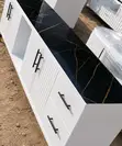 Executive Ribbed TV Stand | Nyeusi Marble Top | Nyeupe - 2