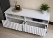 Modern White Fluted Drawer TV Stand with Open Shelves - 1