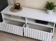 Modern White Fluted Drawer TV Stand with Open Shelves - 2