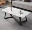 Luxury Marble Top Coffee Table with Black Metal Legs - 1