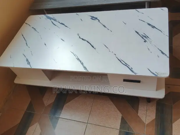 Marble Top Coffee Table with Storage Drawer - 1