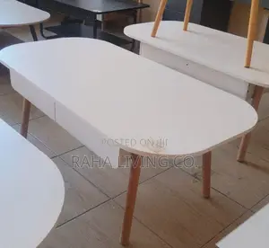 Modern White Oval Coffee Table with Drawers