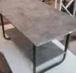 Grey Stone Finish Coffee Table with Black Metal Frame - 2