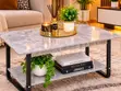 Two Tier Marble Top Coffee Table with Metal Legs - 1