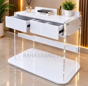 Modern White Study Desk with Two Drawers