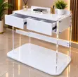 Modern White Study Desk with Two Drawers - 1