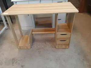 Wooden Study Desk with Drawers and Shelf