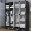Portable 16 Cube Plastic Wardrobe with 2 Hanging Rails - 1