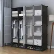 Portable 16 Cube Plastic Wardrobe with 2 Hanging Rails - 2