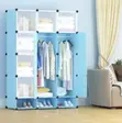 Portable 3 Column Plastic Wardrobe - Pink & Blue - 2