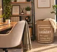 Foldable Burlap Laundry Basket | 40x48cm | Rope Handles - 1