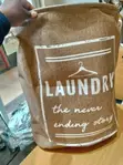 Foldable Burlap Laundry Basket | 40x48cm | Rope Handles - 3
