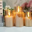 3pc LED Flameless Candle Set with Remote | Amber Glass - 2