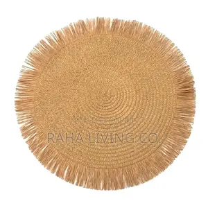 6pc Woven Round Placemats | 38cm | Fringed Edge