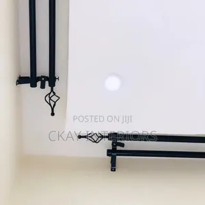 2m Double Black & Bronze Adjustable Curtain Rod