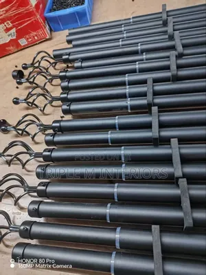 Premium Black Imported 2m Double Curtain Rods