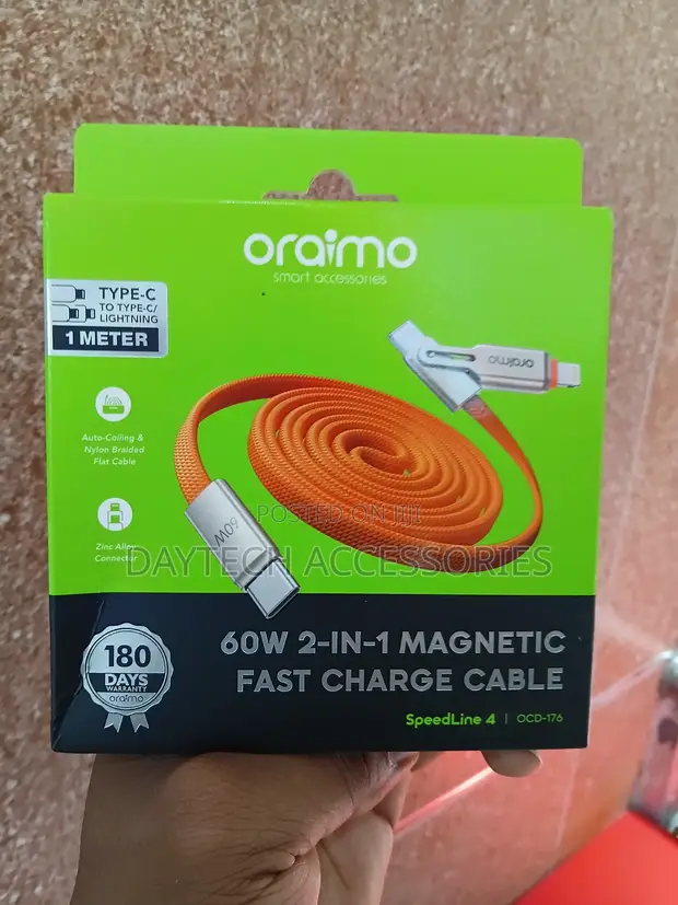 Oraimo SpeedLine 4 (OCD-176) 60W Magnetic Fast Charging Cable - 1