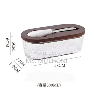 300ml Butter Dish ya Kioo na Bambaa Lid & Kisu