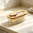 300ml Glass Butter Dish with Bamboo Lid & Knife - 2