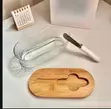300ml Glass Butter Dish with Bamboo Lid & Knife - 4