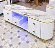 Kisimamizi cha TV cha Kisasa cha Anasa chenye LED - Athari ya Marumaru Nyeupe - 1