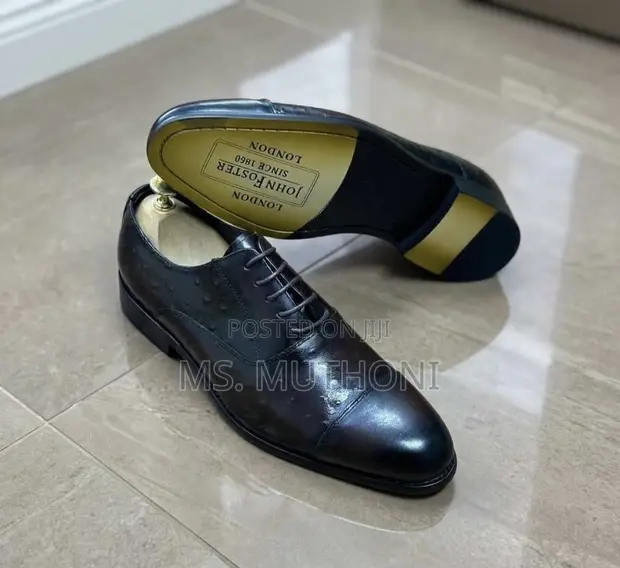 John Foster Full-Quill Ostrich Oxfords (Black & Dark Tan) - 1